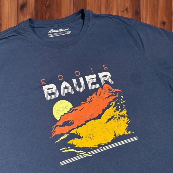 Eddie Bauer Soft Indigo Retro‎ Mountain Graphic Tee — Men’s Tall Large - Picture 2 of 6